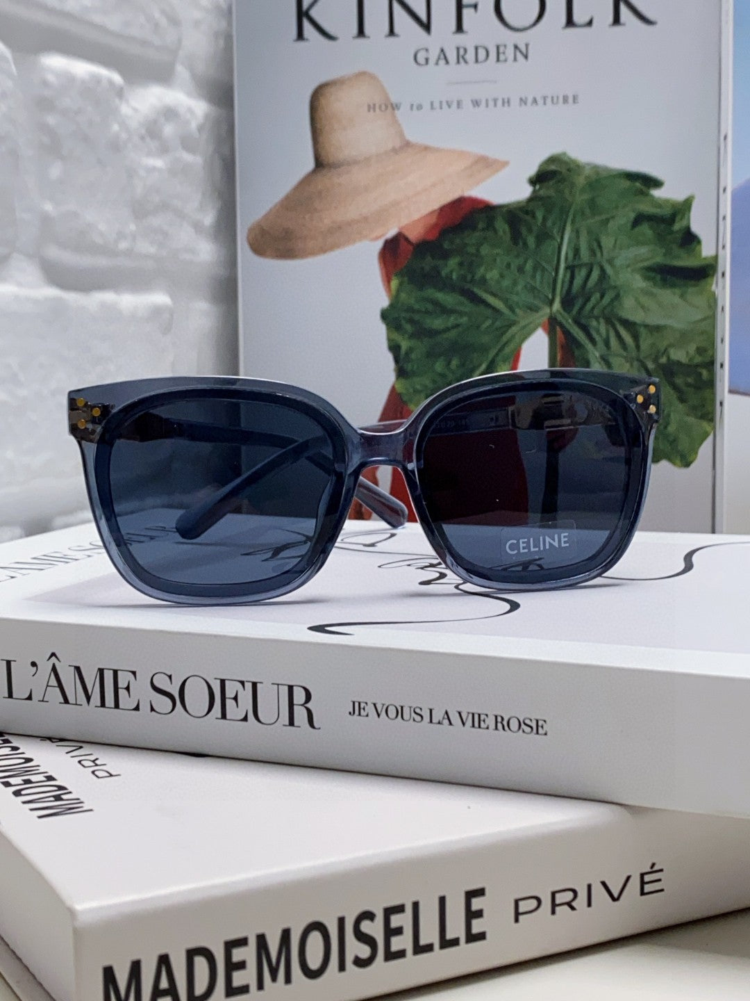 TRIOMPHE SUNGLASSES 573249 IN NAVY BLUE ACETATE METAL LOGO