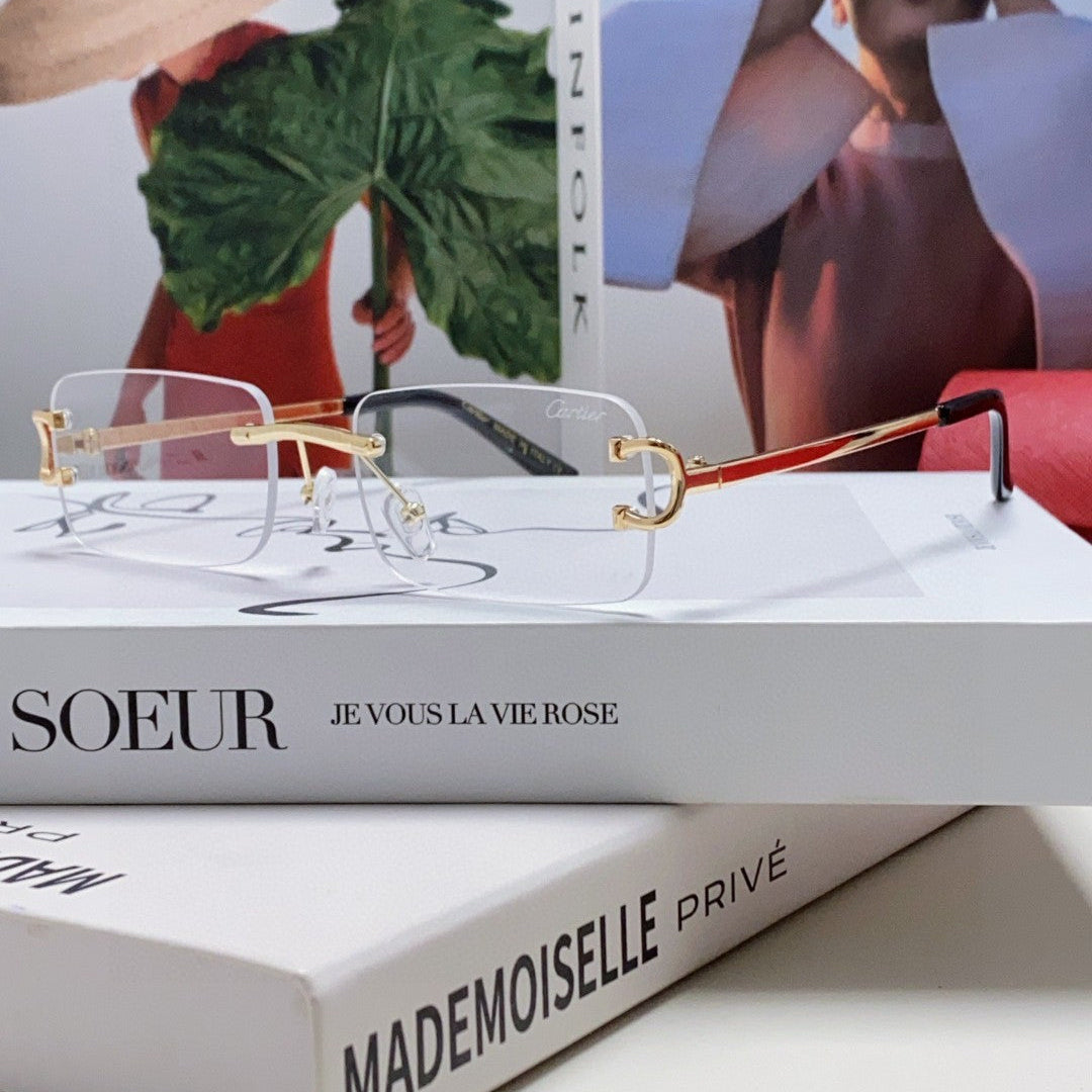 C De Rectangular Rimless Frame Sunglasses  575769 In Metal