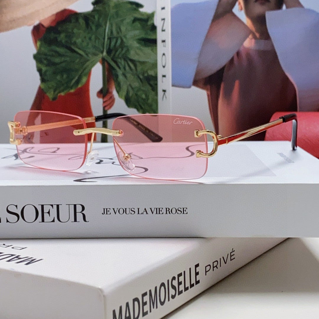 C De Rectangular Rimless Frame Sunglasses  575769 In Metal