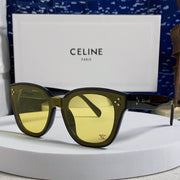 SQUARE SUNGLASS 575840 IN BLACK ACETATE GREEN LENSES