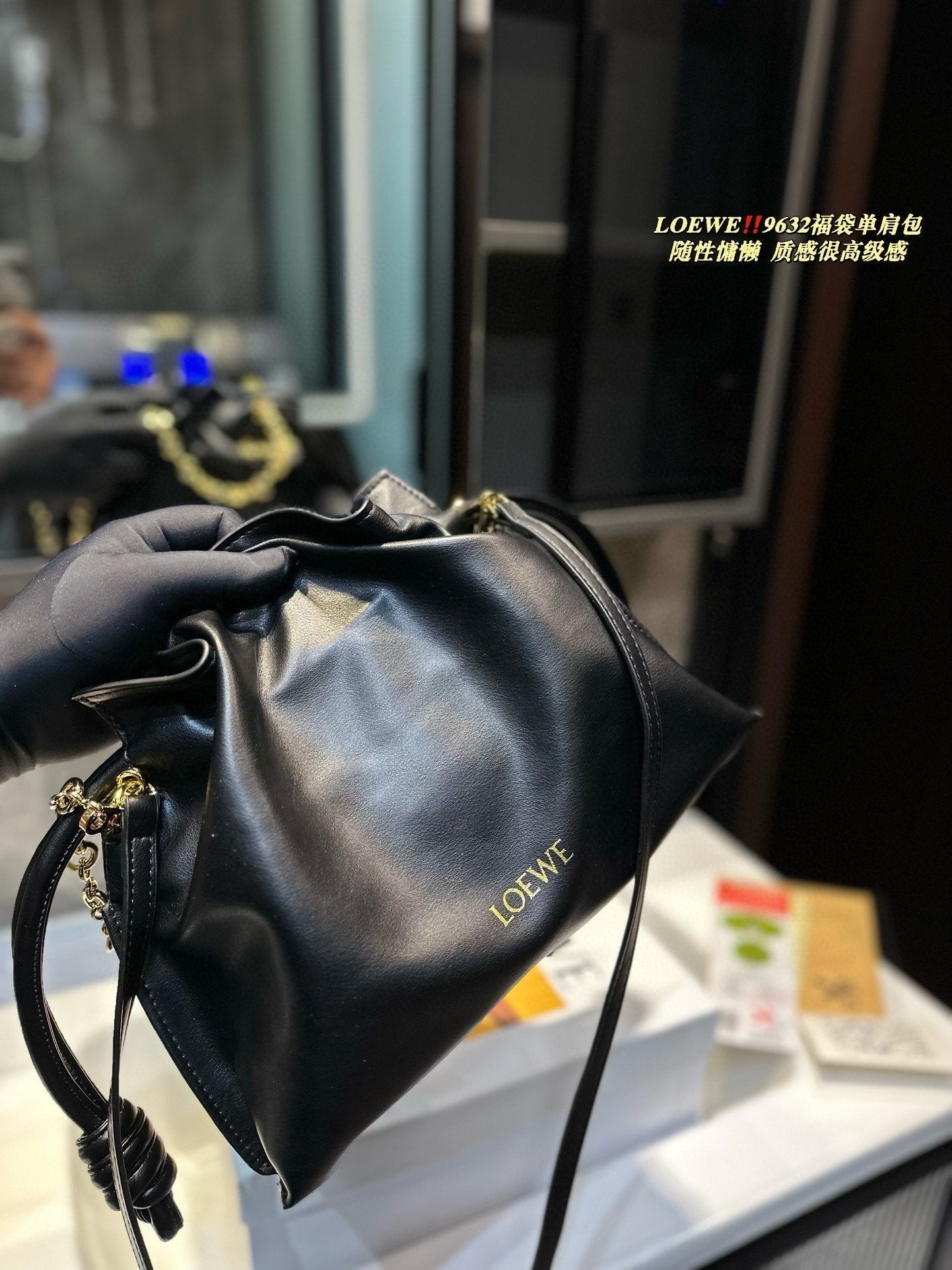 Loew Puzzle Fold Tote Iblack Shiny Calfskin