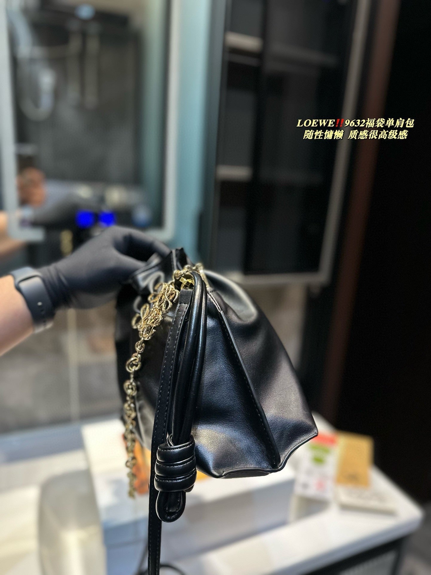 Loew Puzzle Fold Tote Iblack Shiny Calfskin