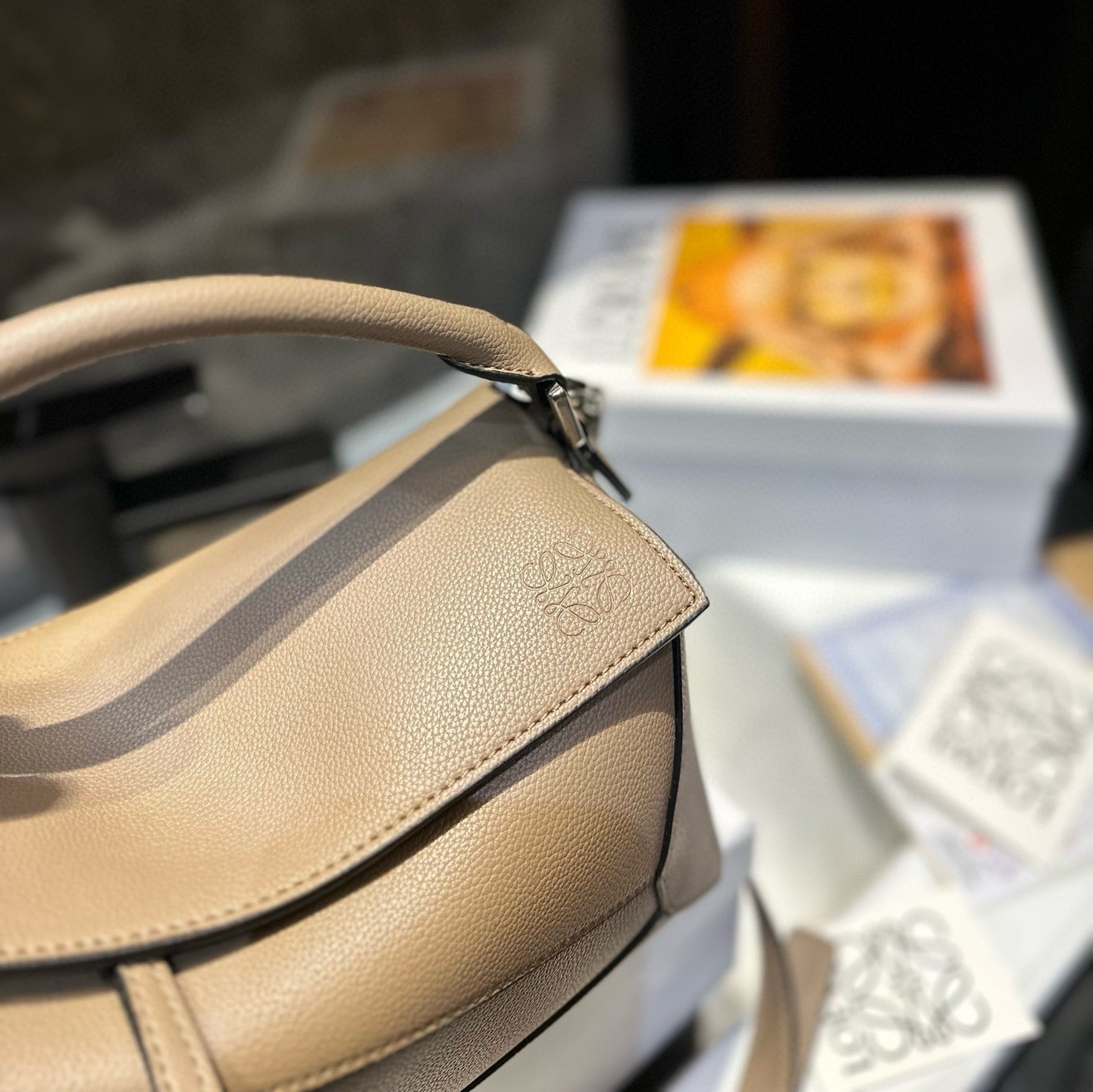 Loew Puzzle Fold Tote Iblack Shiny Calfskin