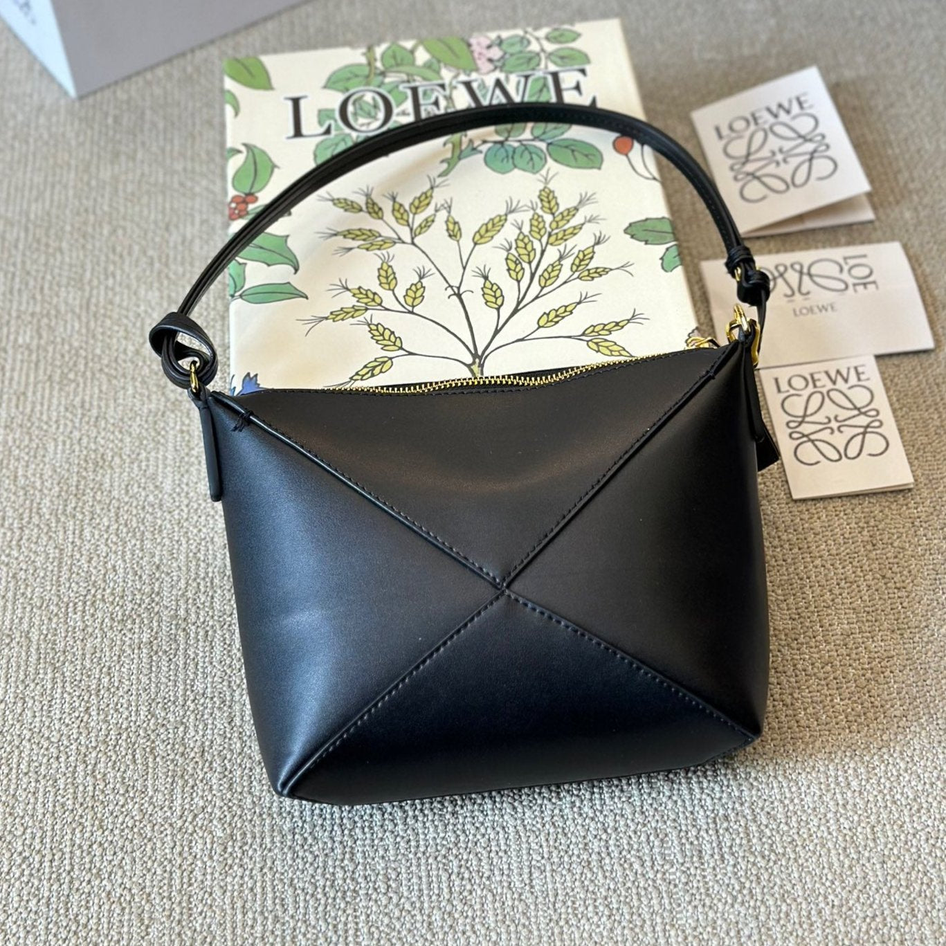 Loew Puzzle Fold Tote Iblack Shiny Calfskin