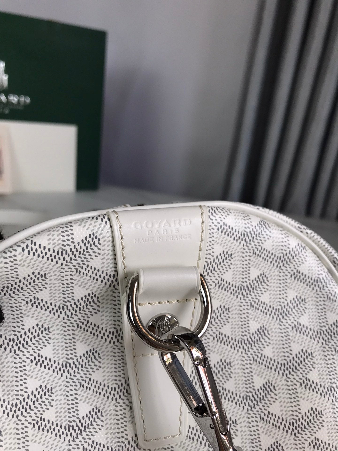 White Boston 50 Travel Bag – Premium Canvas & Calfskin Trim