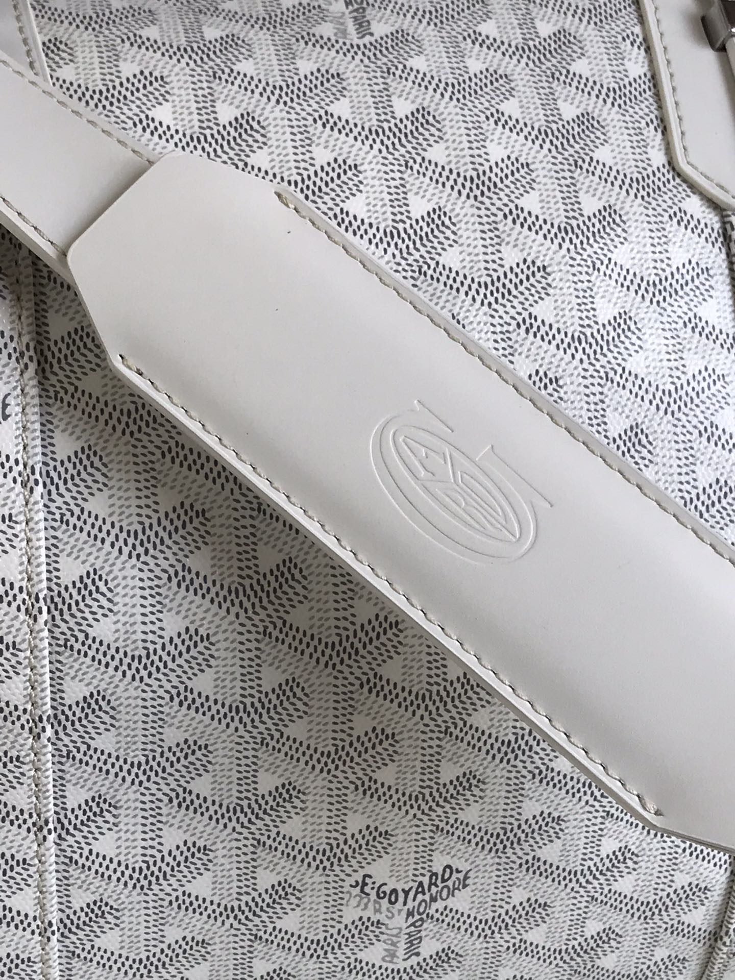 White Boston 50 Travel Bag – Premium Canvas & Calfskin Trim