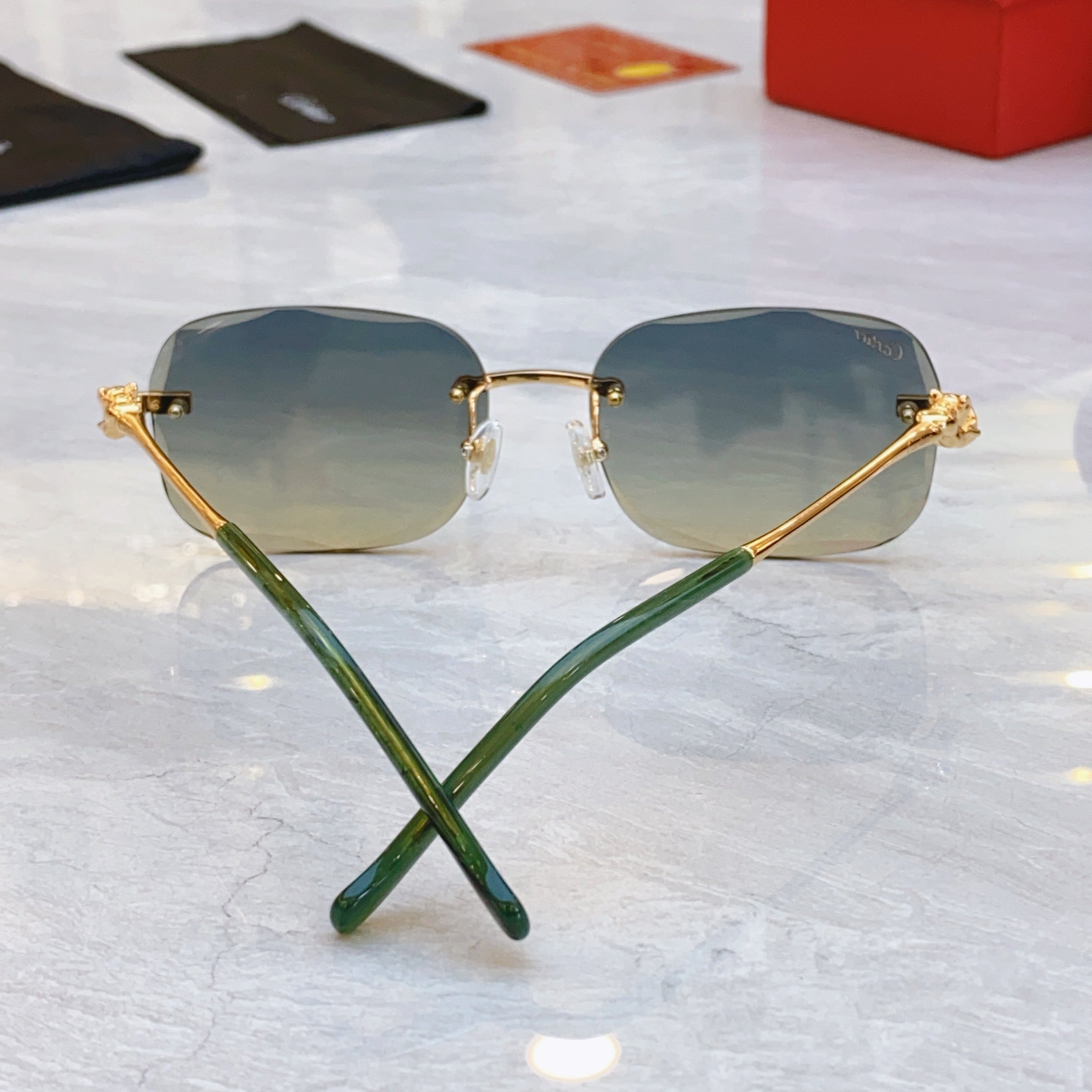 Panthère Rectangular Sunglasses 575935 In Metal