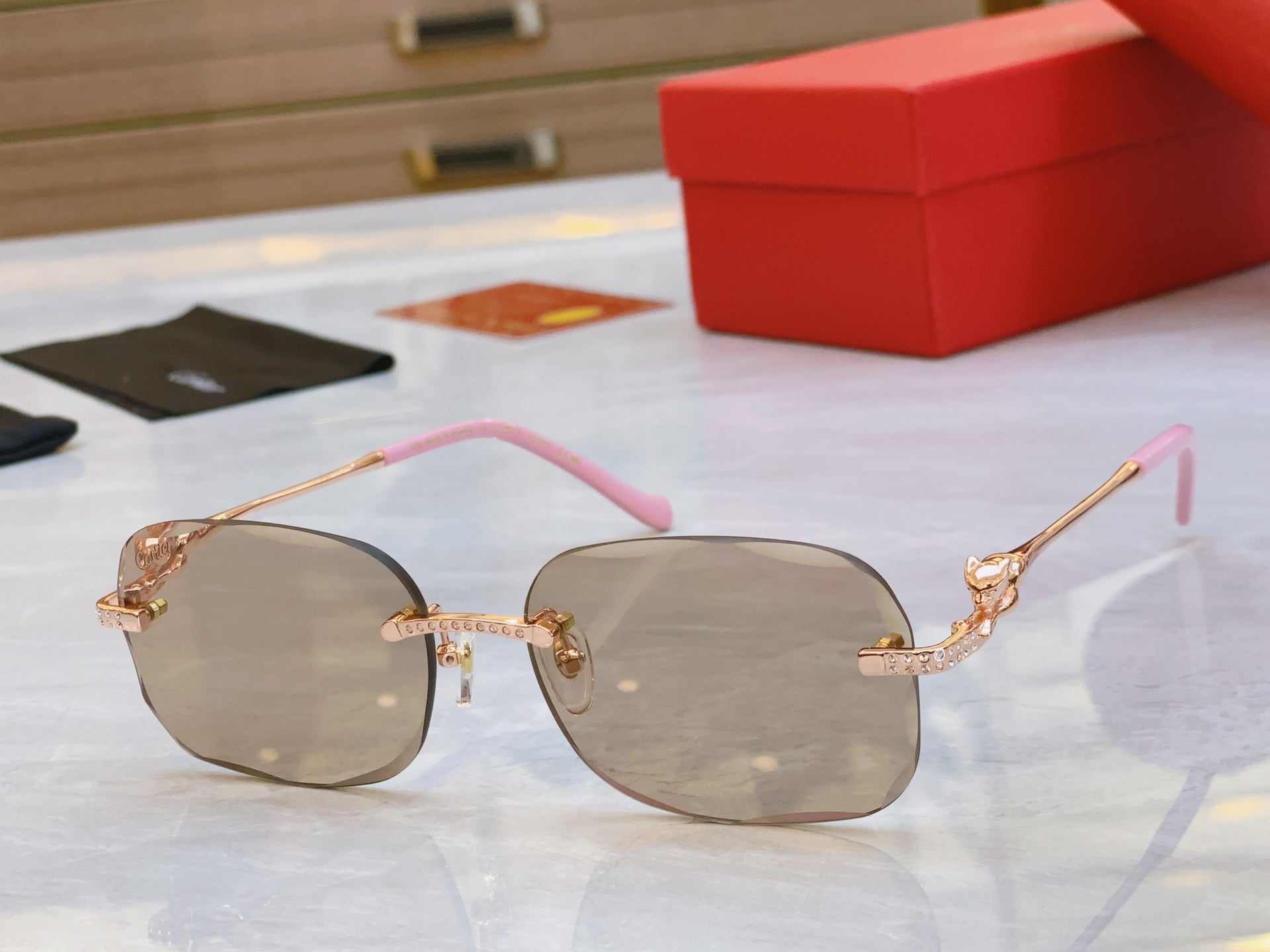 Panthère Rectangular Sunglasses 575935 In Metal