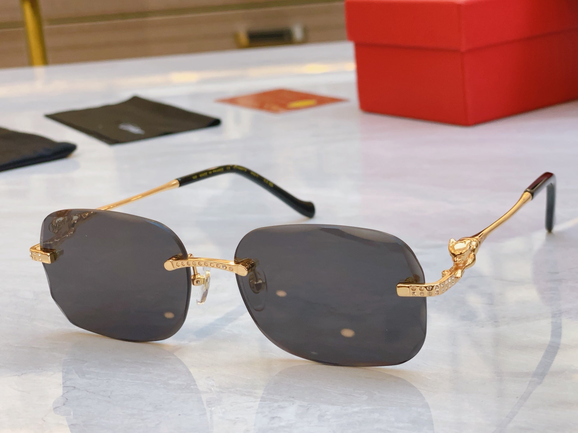 Panthère Rectangular Sunglasses 575935 In Metal