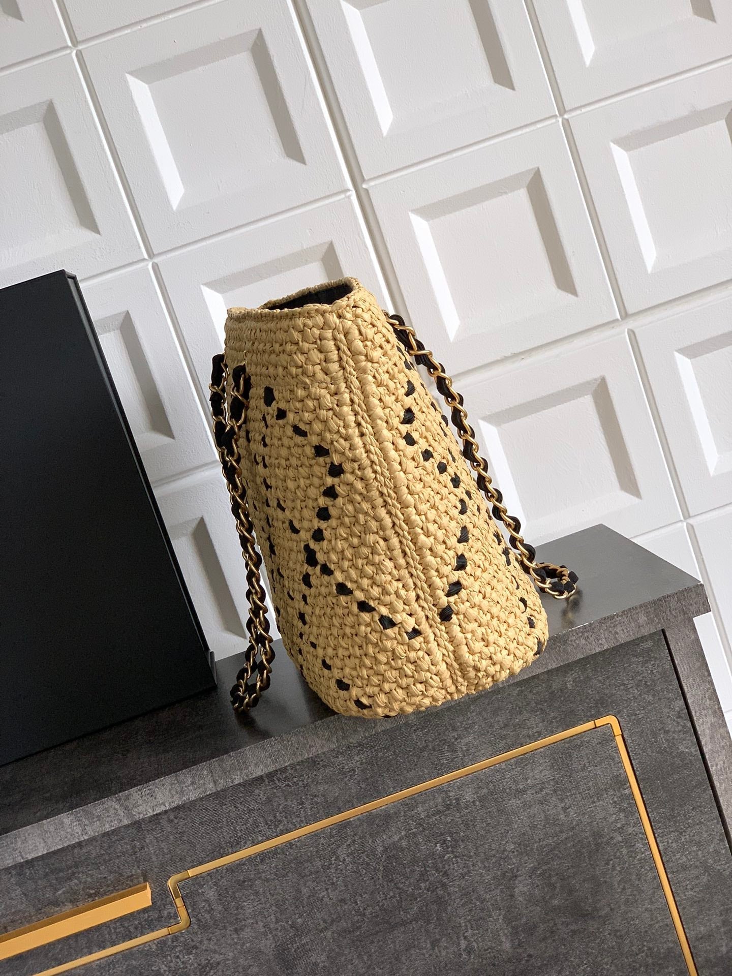 CC Large Tote 39 Light Beige Canvas Pearl Logo