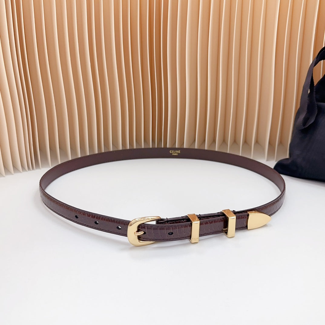 Small Western Belt 18Mm Brown Snake Embossed Calfskin Light Gold Hardware