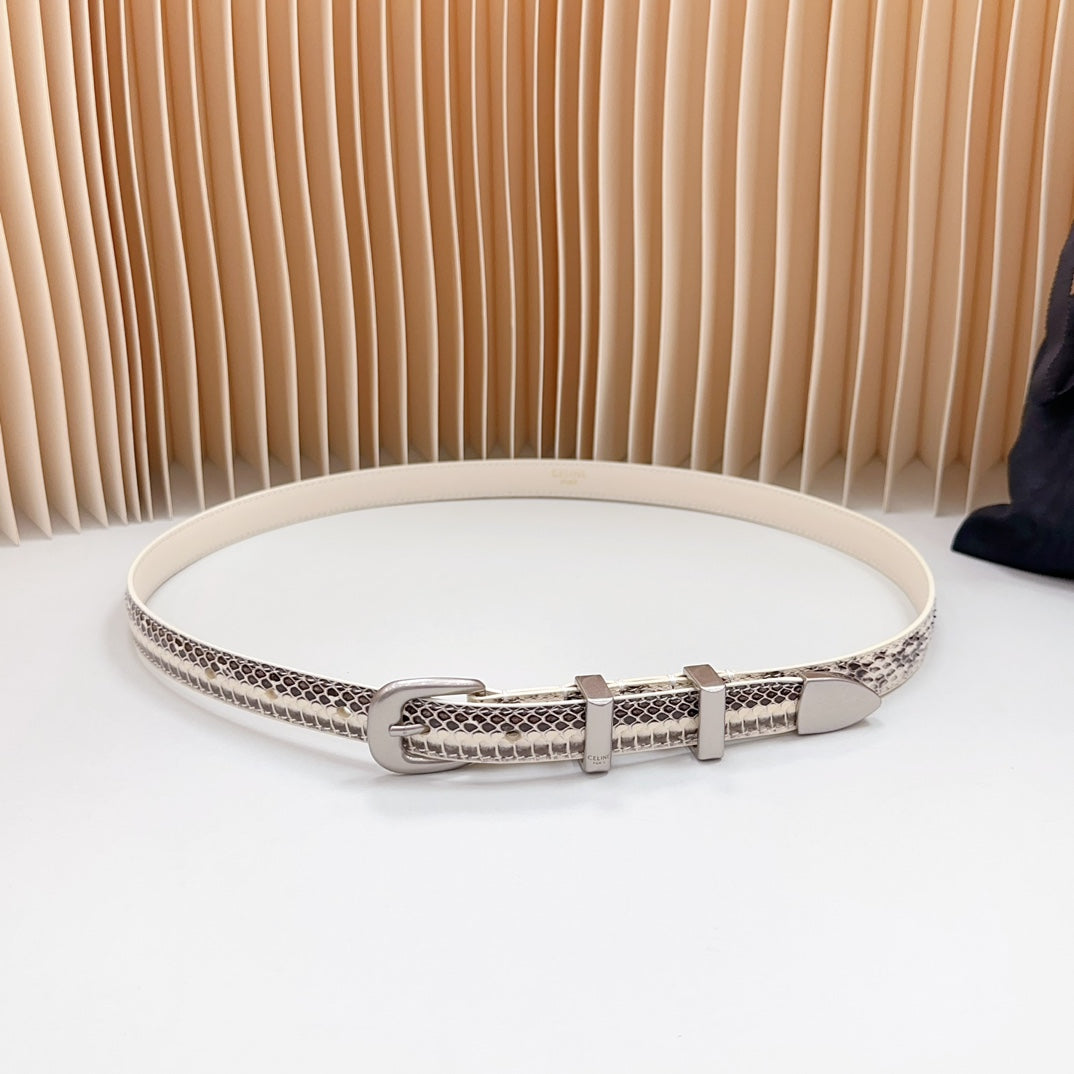 Small Western Belt 18Mm Black White Crocodile Embossed Calfskin Shw