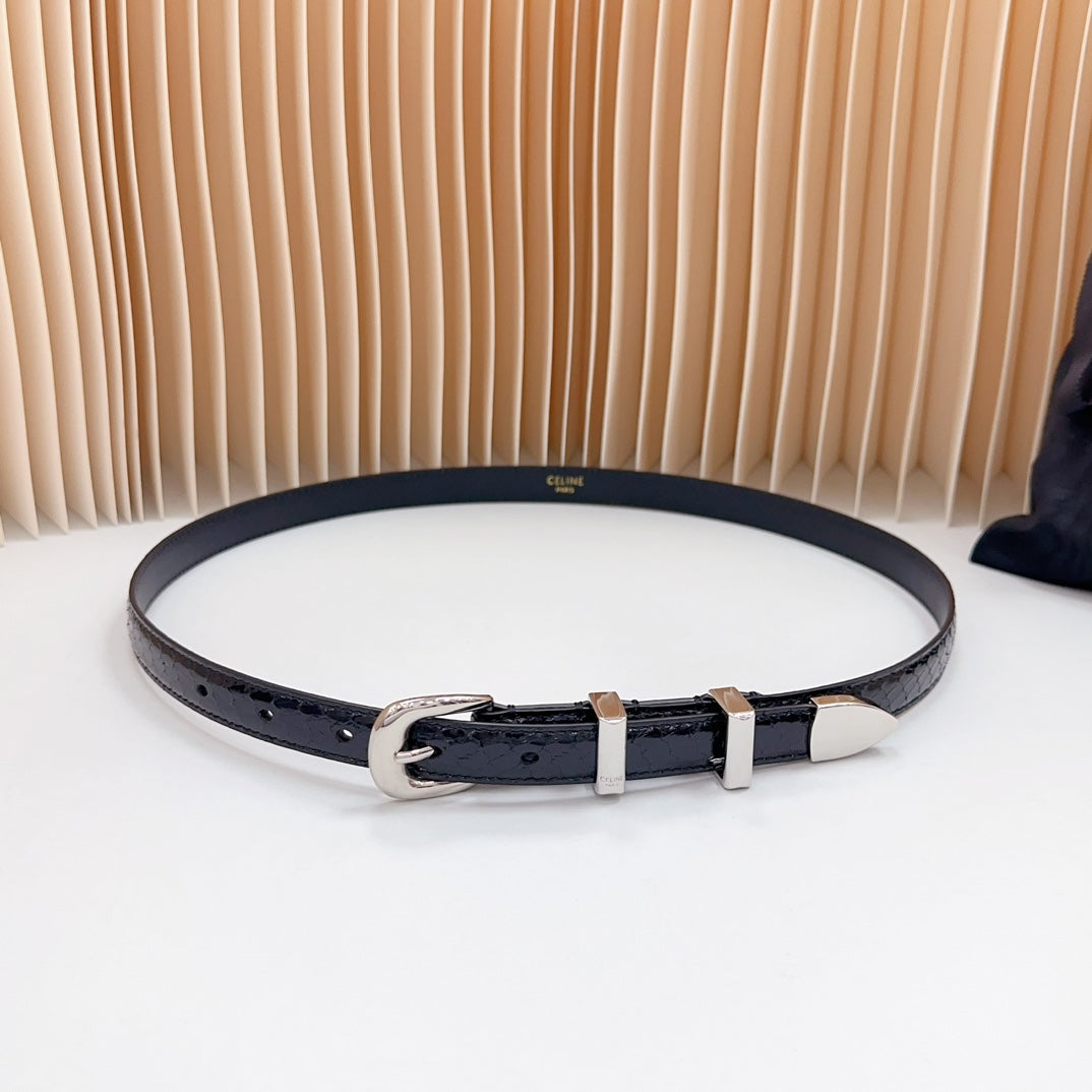 Small Western Belt 18Mm Black Patent Embossed Calfskin Shw