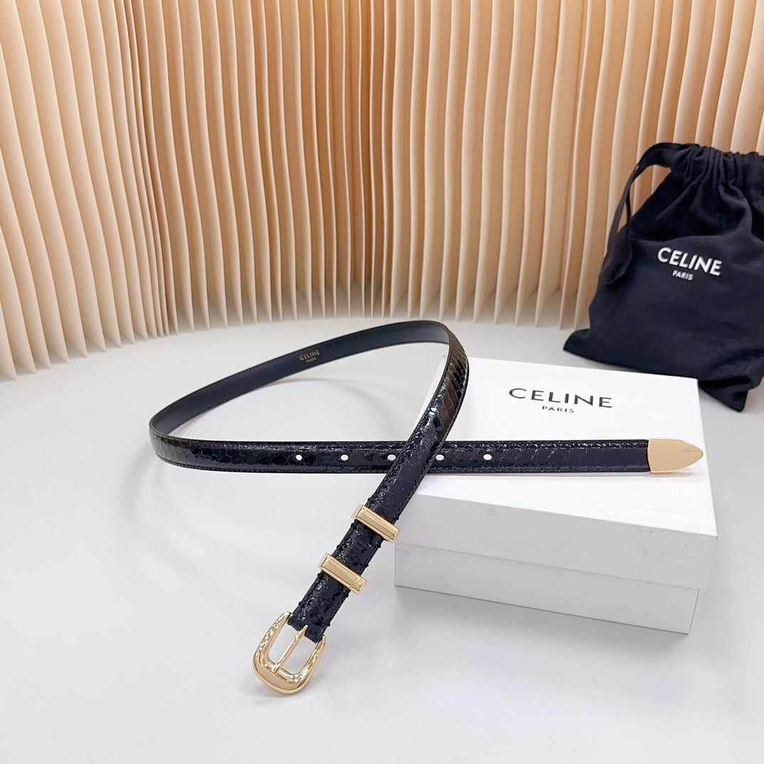 Small Western Belt 18Mm Black Patent Embossed Calfskin Ghw