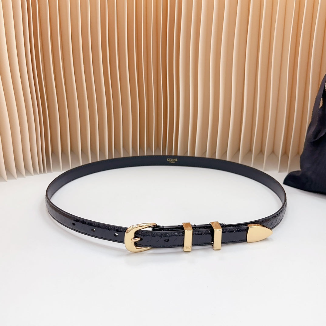 Small Western Belt 18Mm Black Patent Embossed Calfskin Ghw