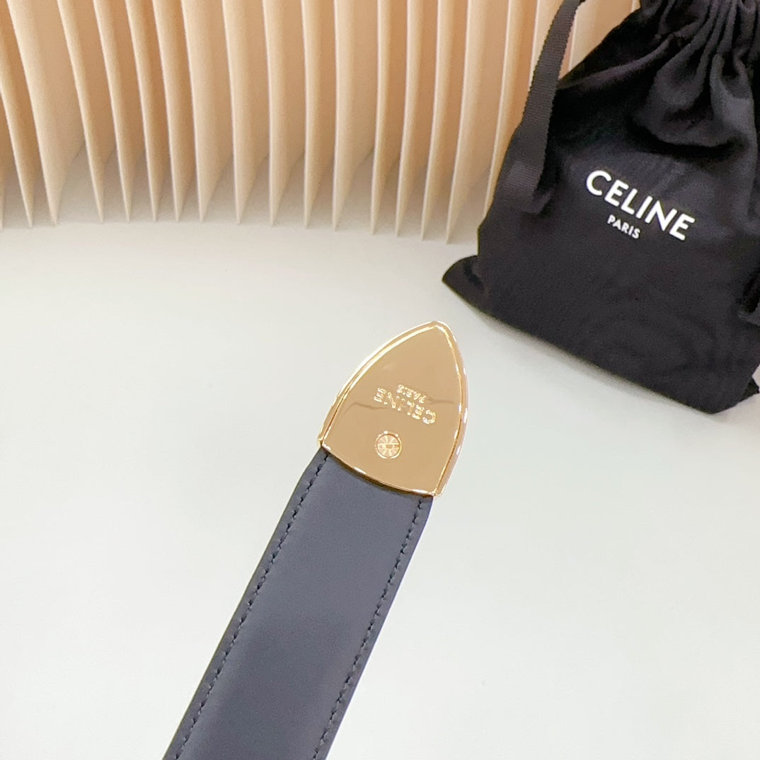 Medium Western Belt 25Mm Black Calfskin Gold Loop Ghw