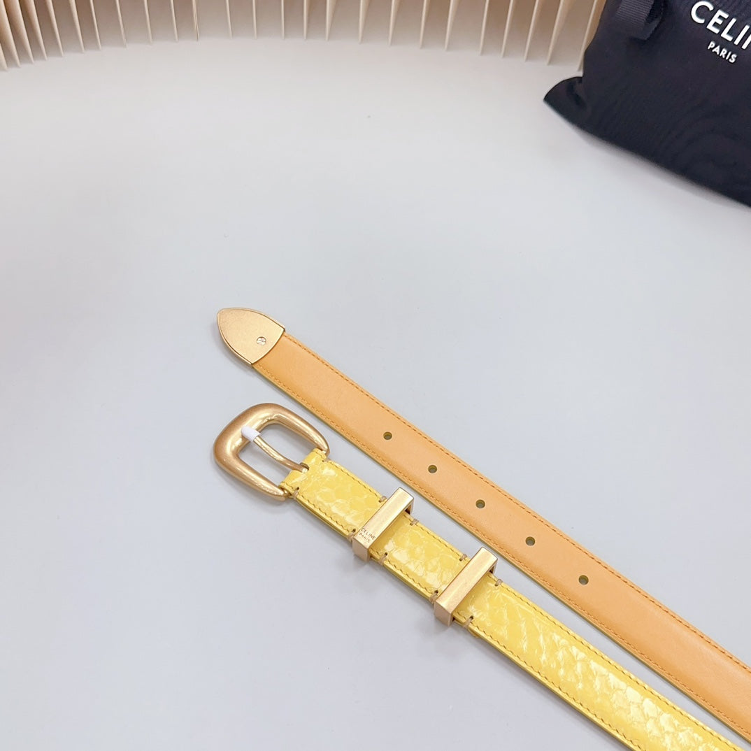 Medium Western Belt 25Mm Yellow Calfskin Gold Loop Ghw