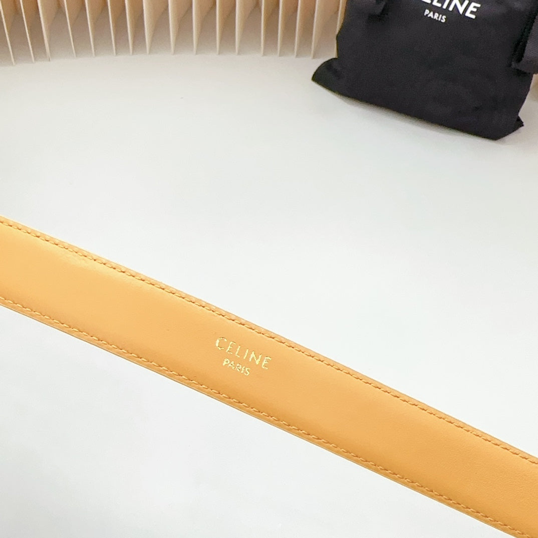 Medium Western Belt 25Mm Yellow Calfskin Gold Loop Ghw