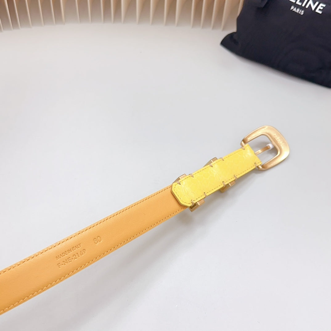 Medium Western Belt 25Mm Yellow Calfskin Gold Loop Ghw