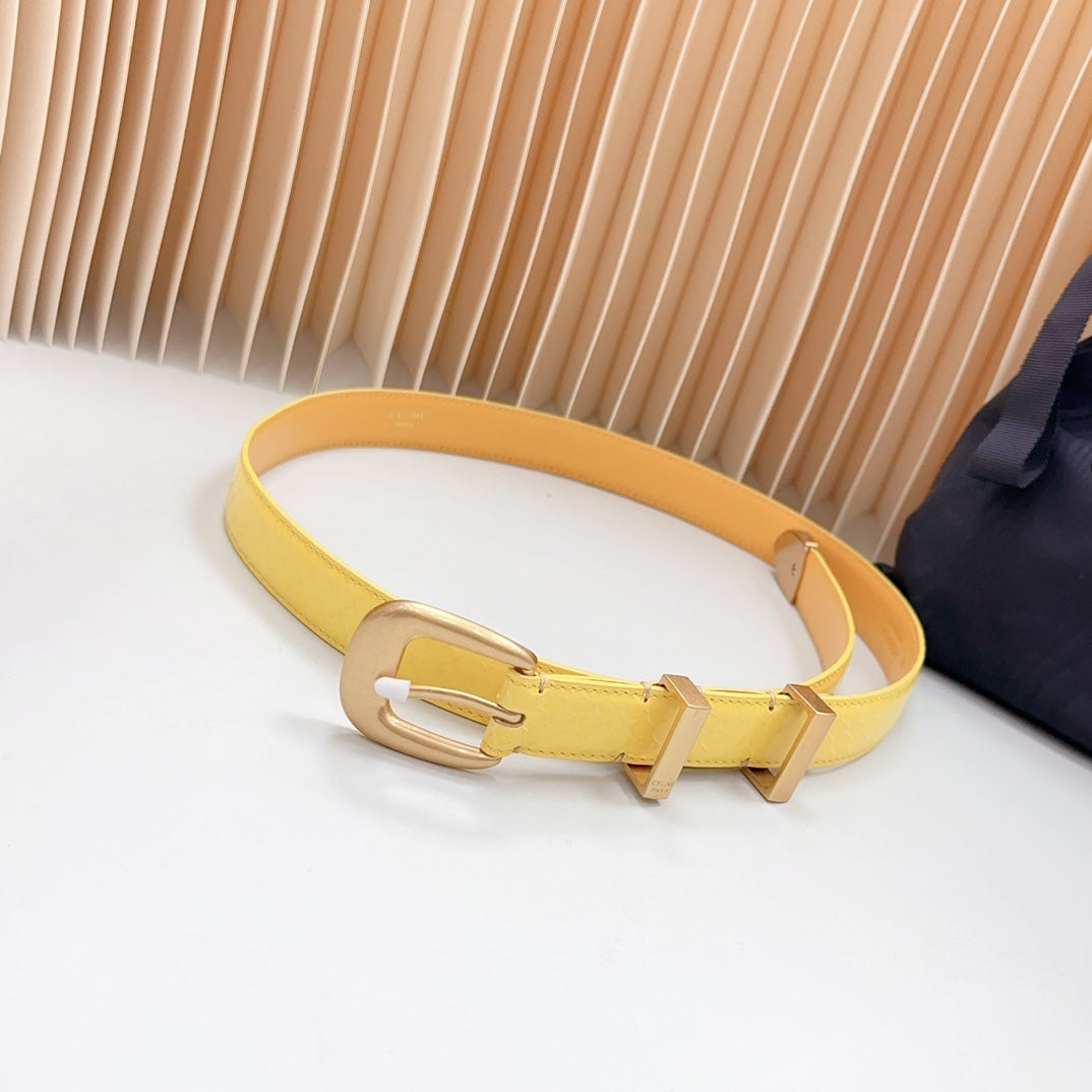 Medium Western Belt 25Mm Yellow Calfskin Gold Loop Ghw