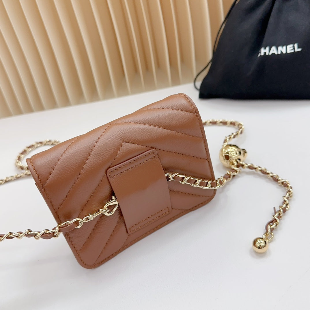 Cc 2.55 Belt Bown Chevron Lambskin Bag