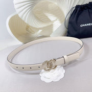 Cc Belt 20 Mm In Beige Cream Smooth Calfskin Gold Hardware Attach Rhinstone