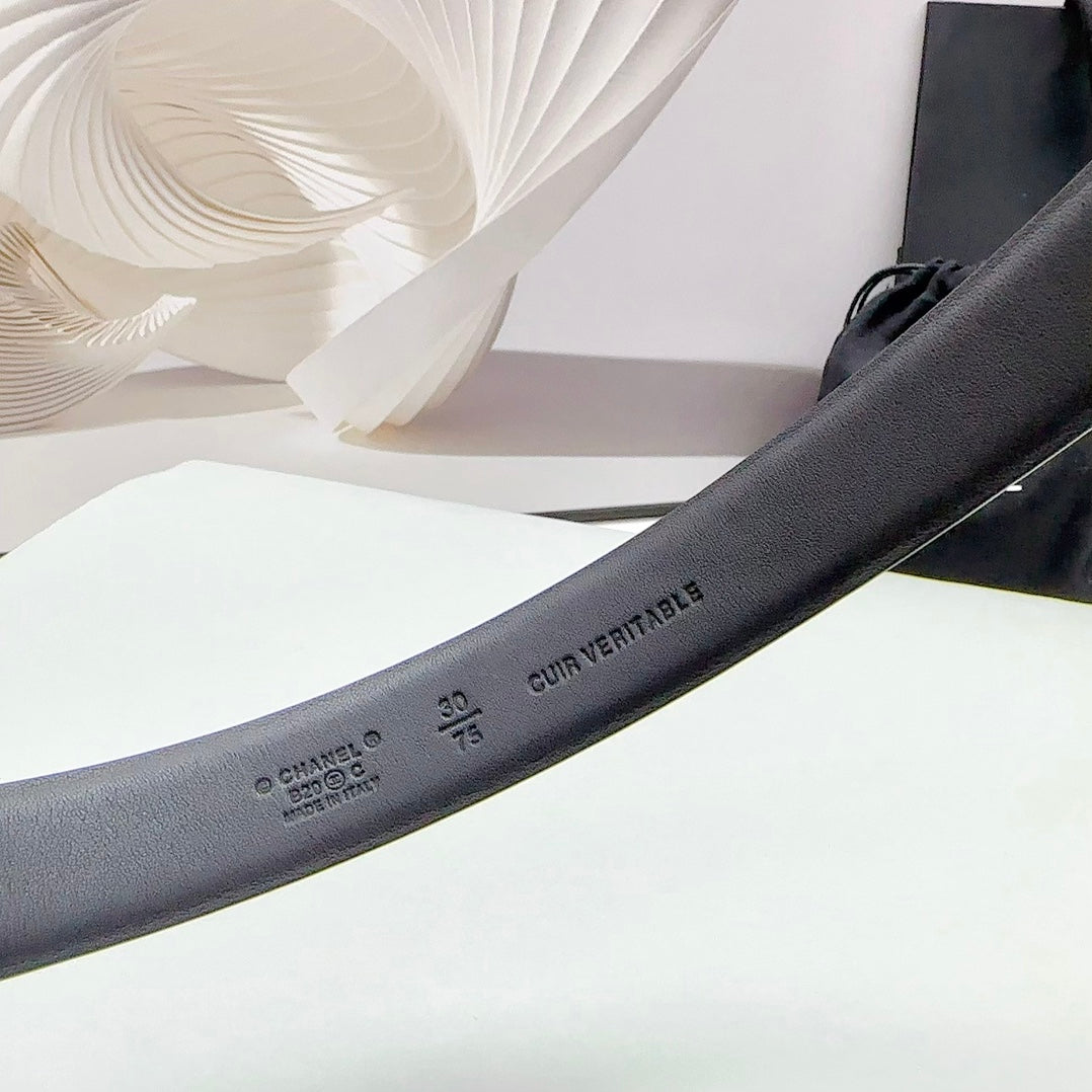 Cc 30Mm Belt In Black Calfskin Metal Hardware