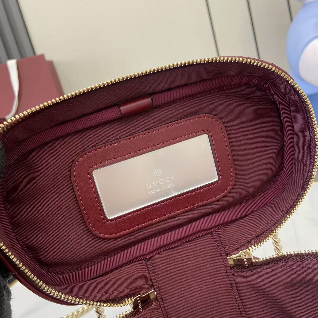 Gucci 25 Marmont Vanity Bag Rosso Ancora Red Cowhide 294900