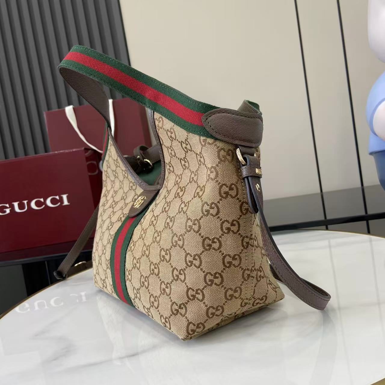Gucci 25 Giglio 25cm Bag Beige Canvas Leather 292388