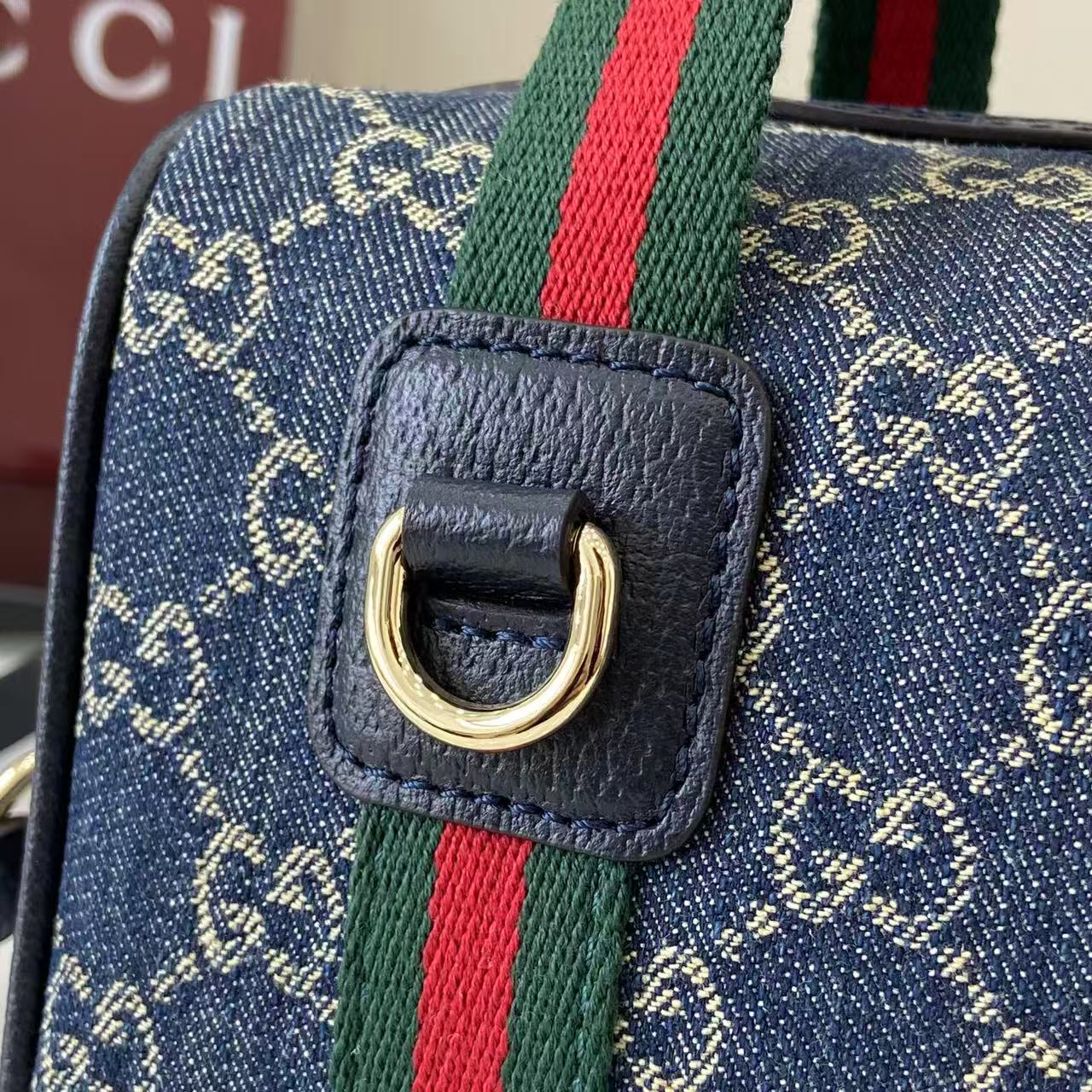 Gucci 25 GG Handbag Navy Blue Denim Leather 288801