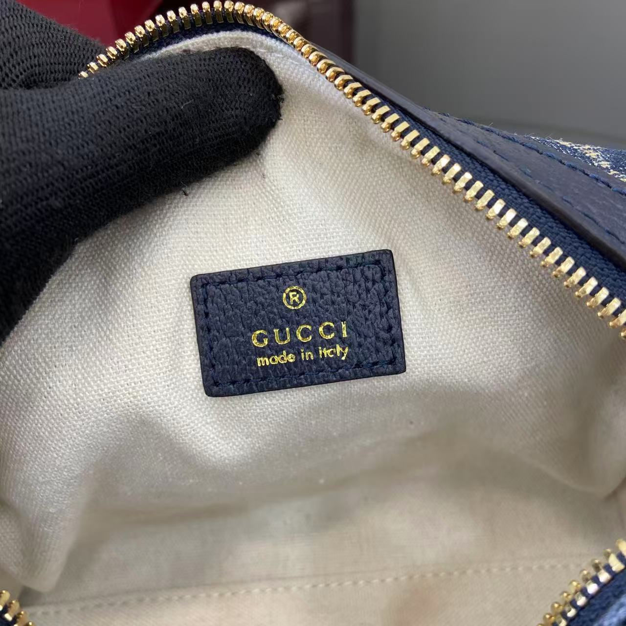 Gucci 25 GG Handbag Navy Blue Denim Leather 288801