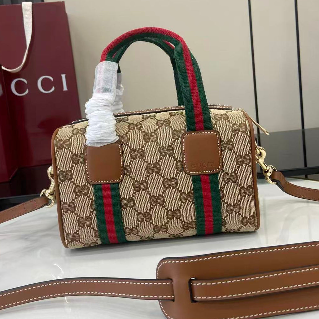 Gucci 25 GG Handbag Beige mix Brown Canvas Leather 288802