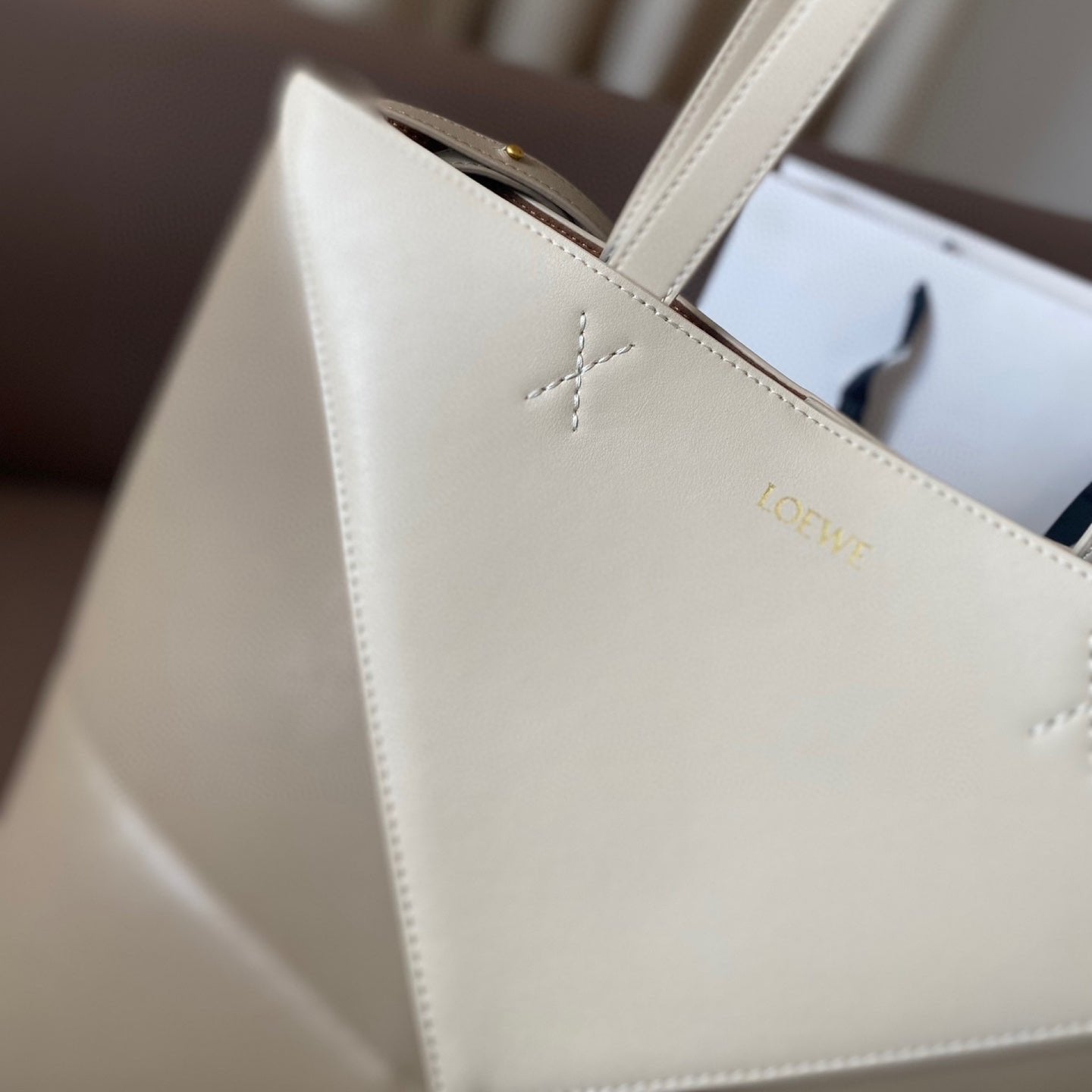 Loew Puzzle Fold Tote Iblack Shiny Calfskin