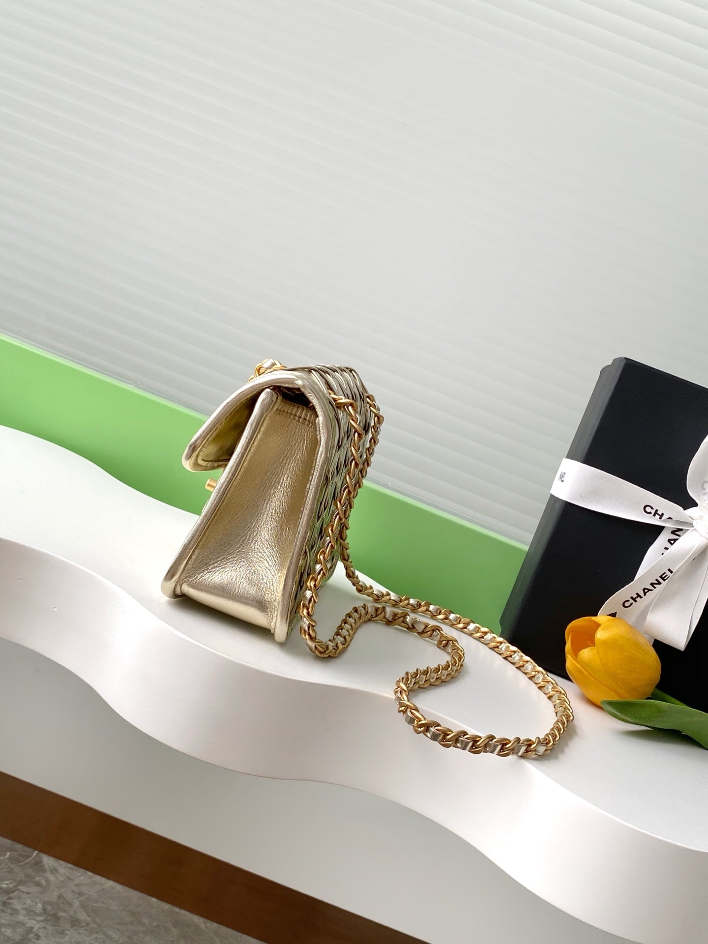 CC Large Tote 39 Light Beige Canvas Pearl Logo