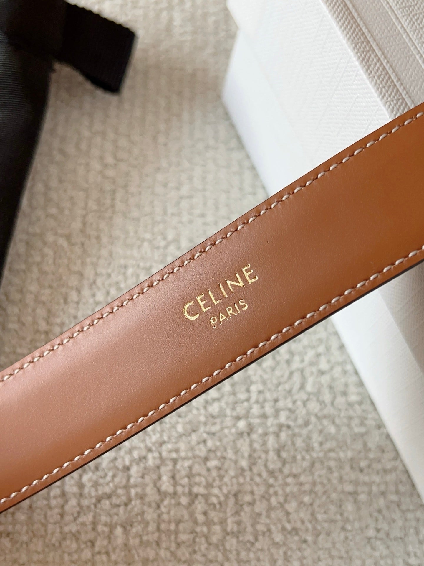 Celine 25S Belt 25Mm In Brown Calfskin Silver Hardware 561793