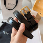 Celine 25S Belt 25Mm In Black Calfskin Gold Hardware 561796