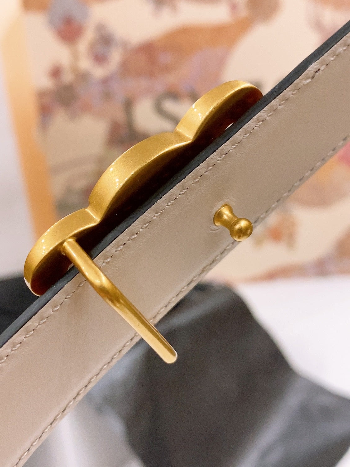 Celine 25S Belt 25Mm Reversible Triomphe In Burgundy Calfskin 565534