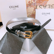 Celine 25S Belt 18Mm With Arc De Triomphe Buckle In Silver 571503