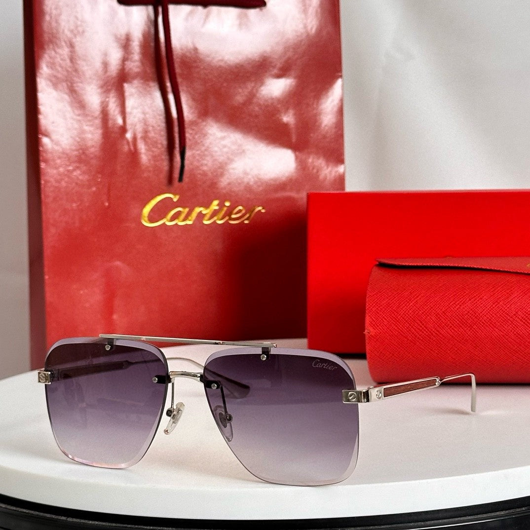 Santos Square Frame Sunglasses 524492 In Metal And Wooden