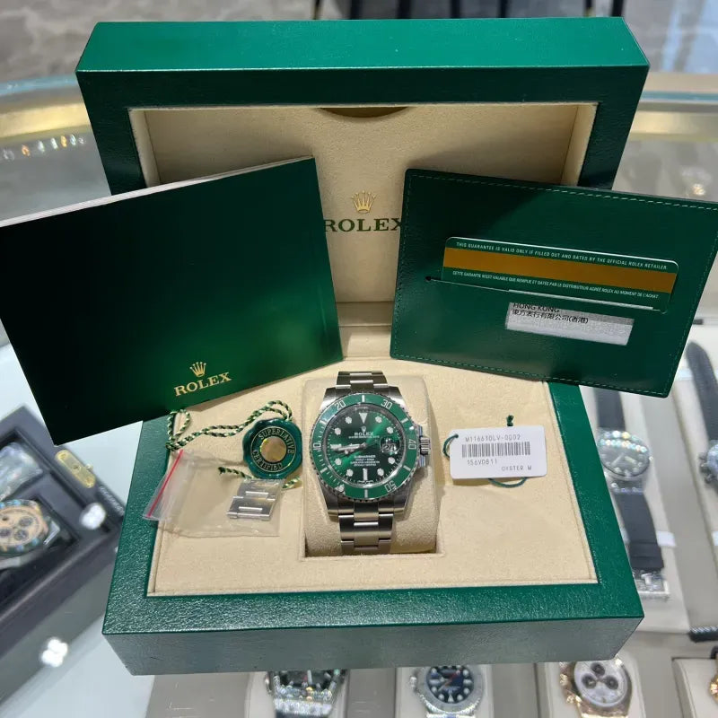 Rolex Submariner 116610LV-0002 Black Disk Watch (Green Water Ghost)