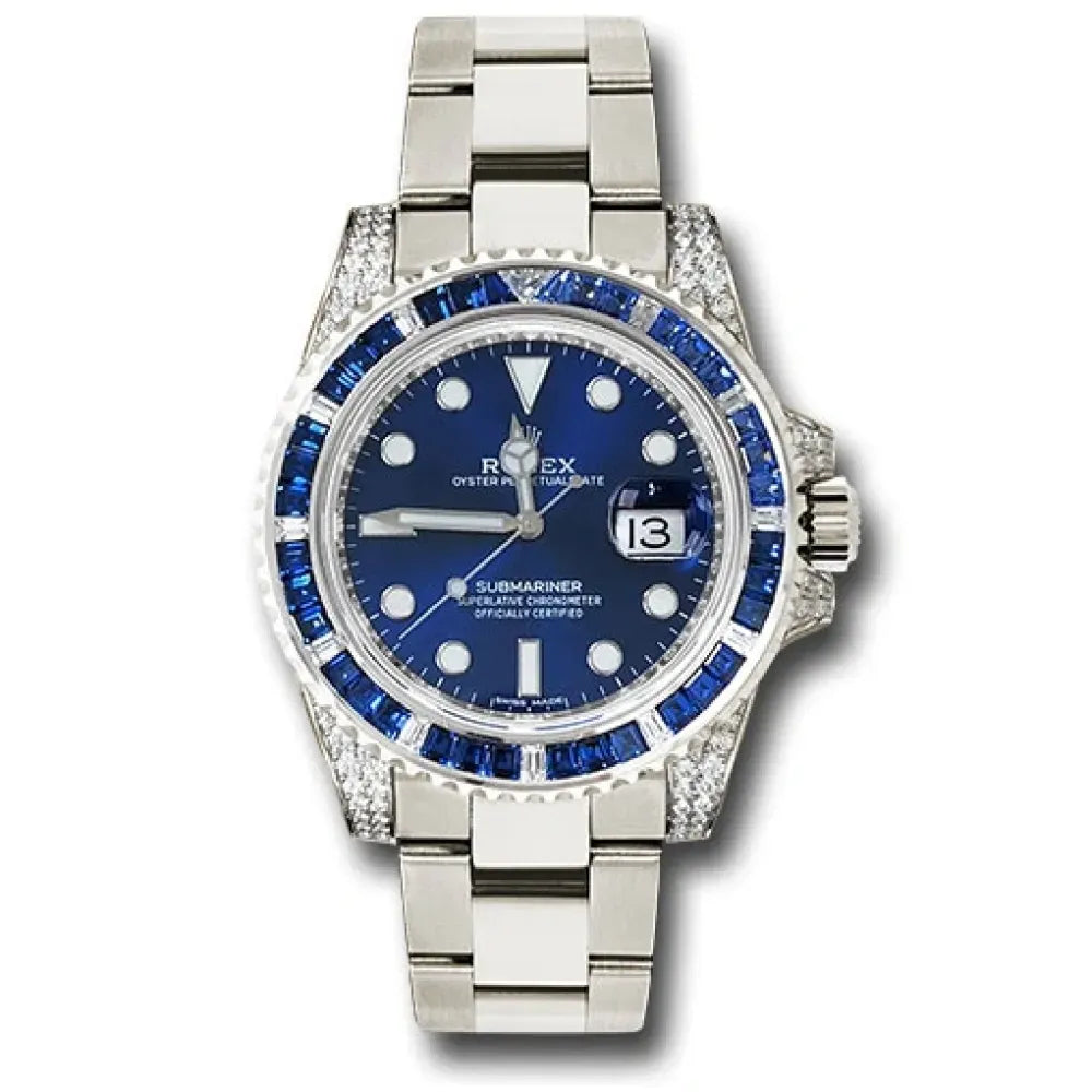Rolex Submariner Date 116659 SABR 18k White Gold Diamonds Sapphires