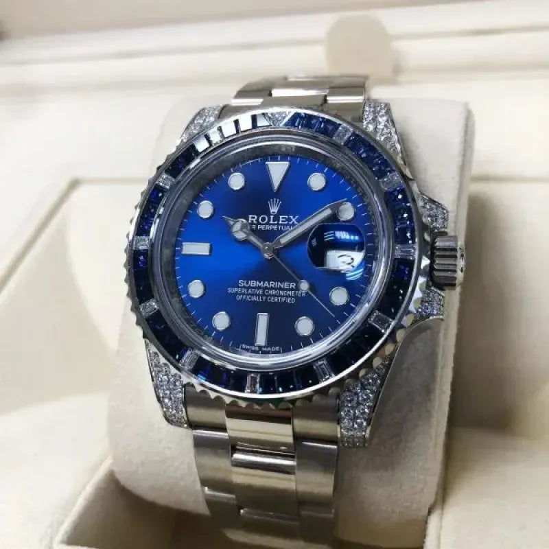 Rolex Submariner Date 116659 SABR 18k White Gold Diamonds Sapphires