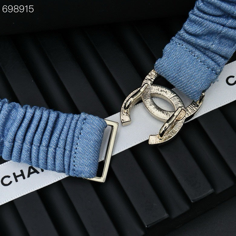 25P In Blue Denim Color Elastic Waist Belt