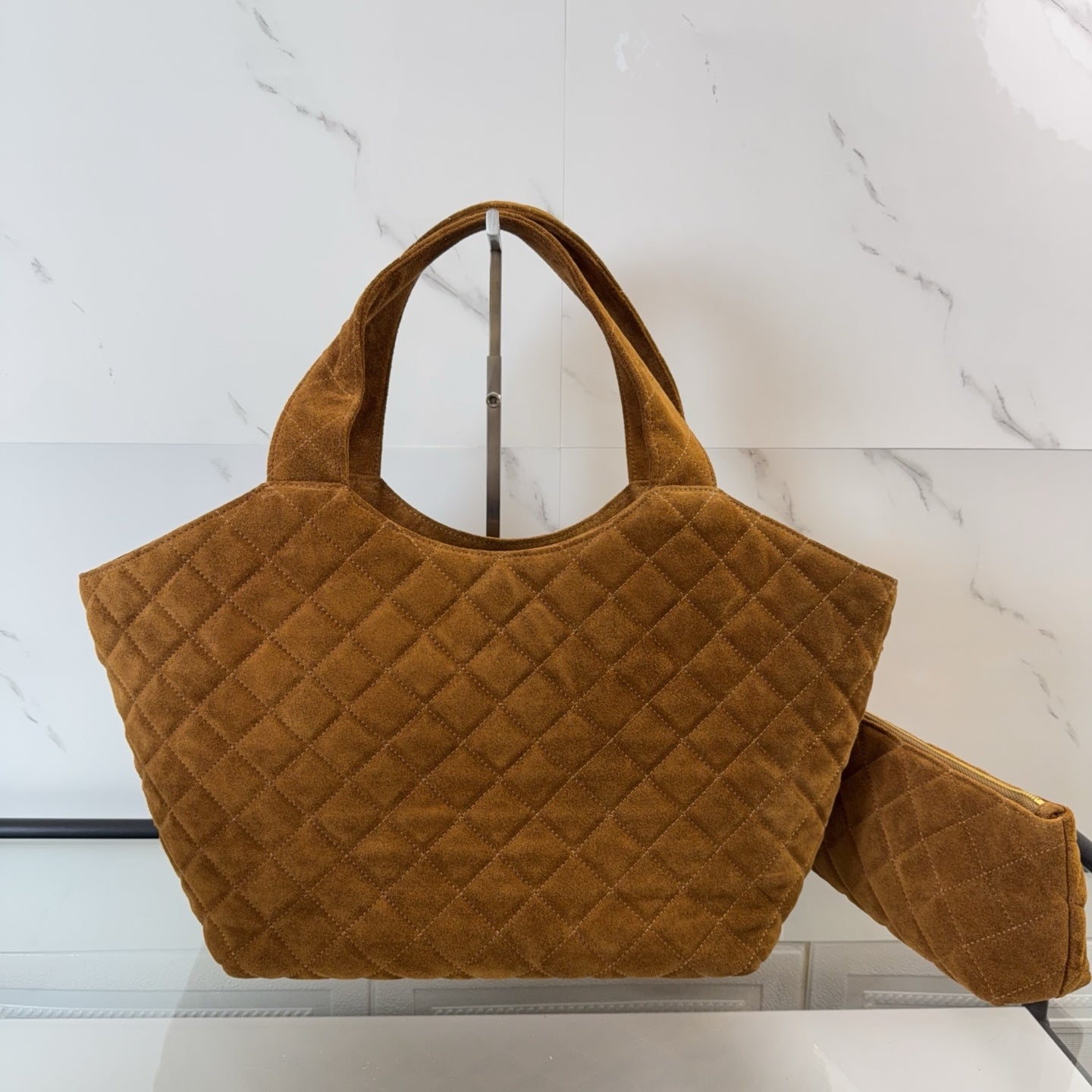 YSL ICARE Medium in quilted suede