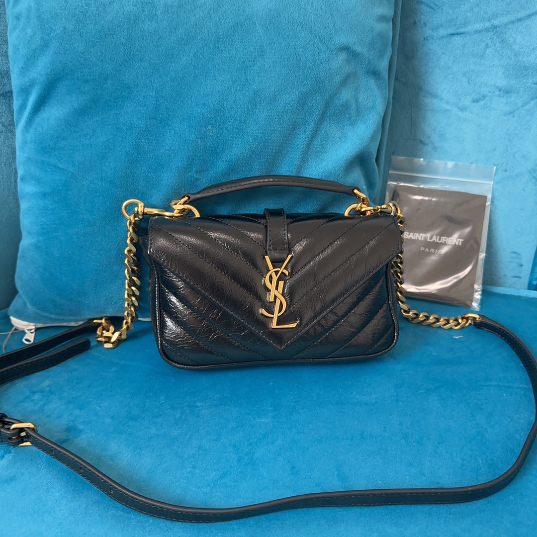 YSL COLLEGE mini chain bag in shiny leather