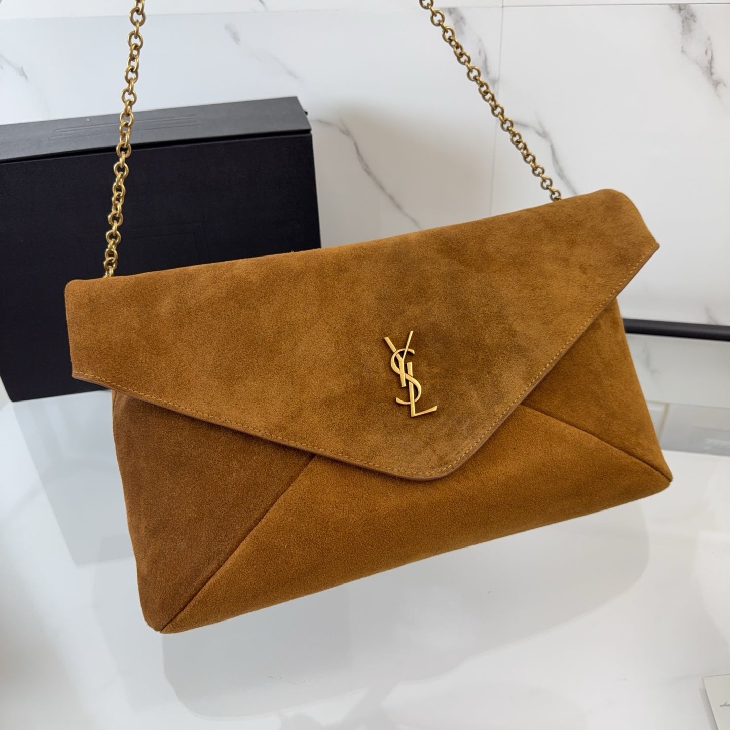 YSL CASSANDRE XXL envelope pouch on chain