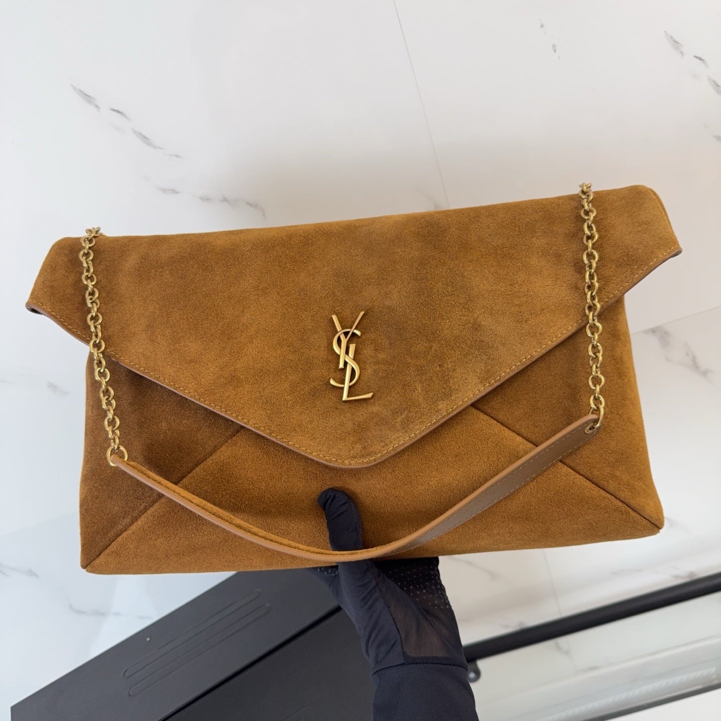 YSL CASSANDRE XXL envelope pouch on chain