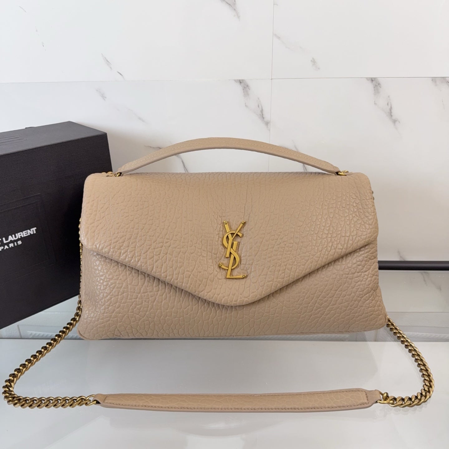 YSL Calypso large in grained lambskin