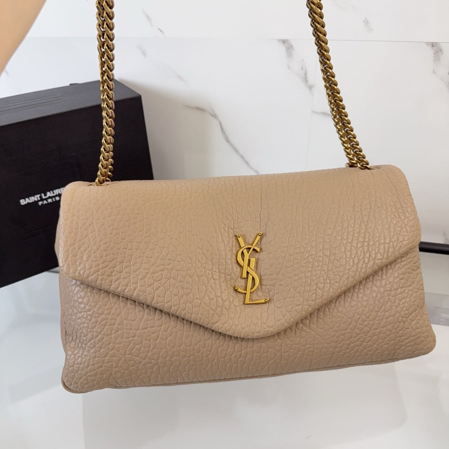 YSL Calypso large in grained lambskin
