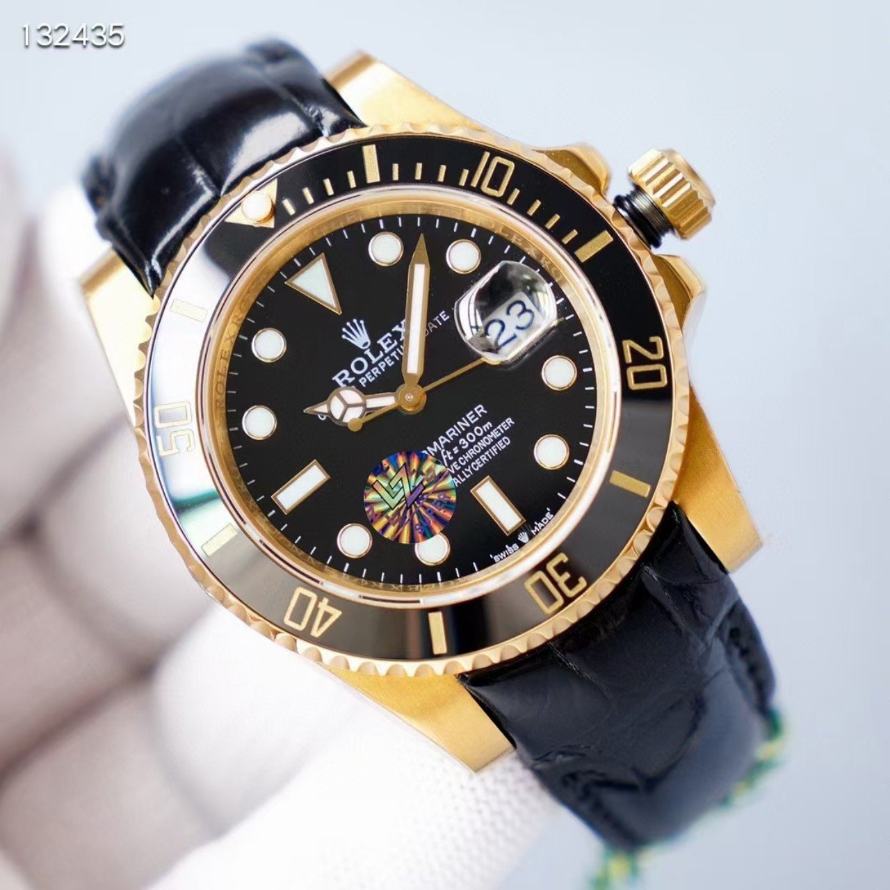 SUBMARINER DATE 41 GOLD CASE LEATHER STRAP